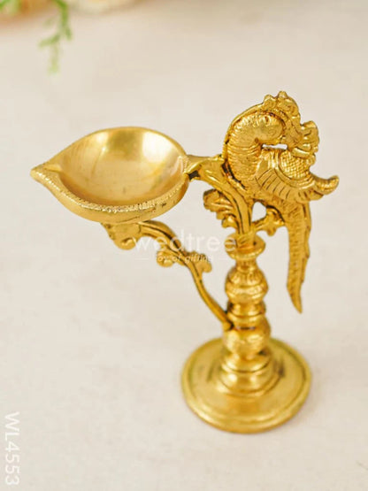 Brass Peacock Diya with Stand - WL4553-1