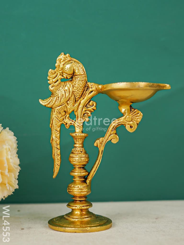 Brass Peacock Diya with Stand - WL4553