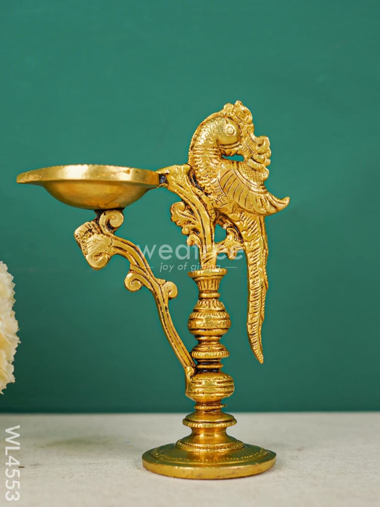 Brass Peacock Diya with Stand - WL4553-1