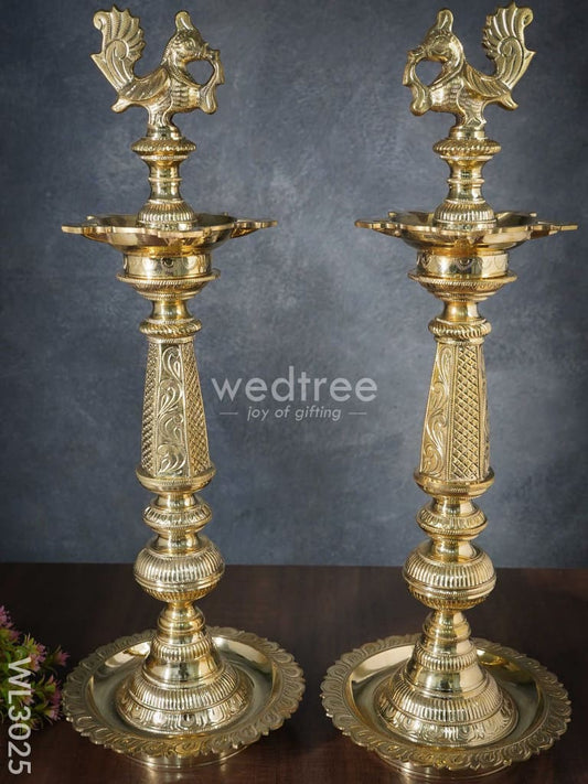 Brass Peacock Kuthu Vilaku - Set of 2 - WL3025
