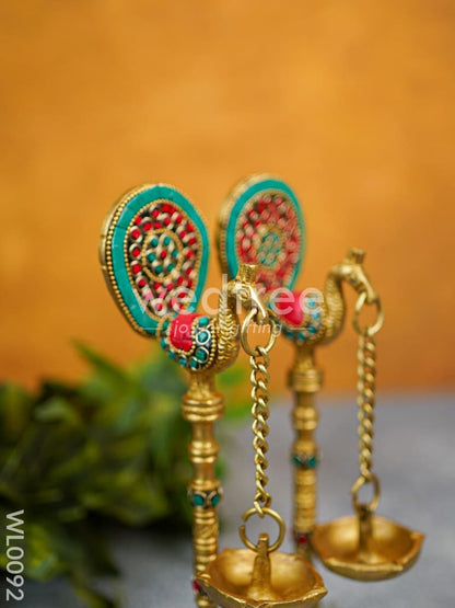 Brass Peacock Stand with Diya