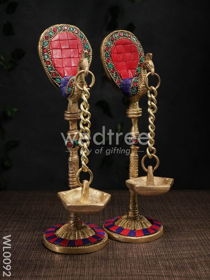 Brass Peacock Stand with Diya