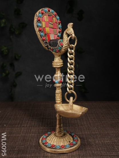 Brass Peacock Stand with Diya