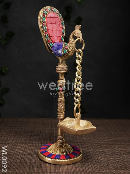 Brass Peacock Stand with Diya