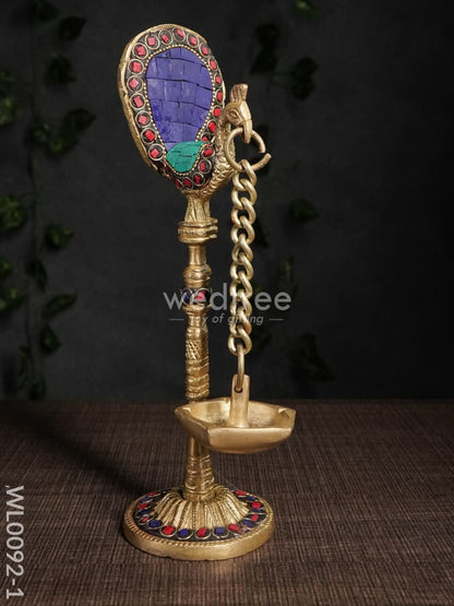 Brass Peacock Stand with Diya (Set of 2) - WL0092