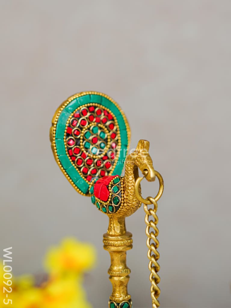 Brass Peacock Stand with Diya with Stone Work (Set of 2) - WL0092-5