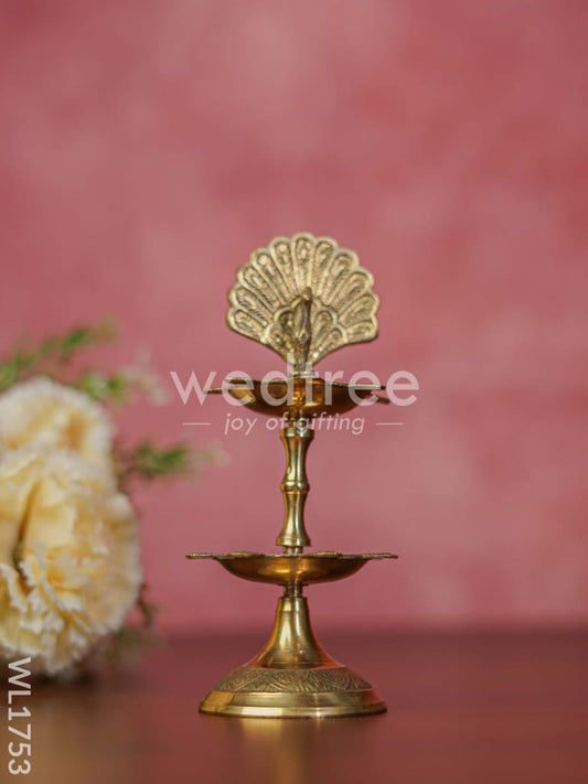 Brass Peacock Two Step Diya - WL1753