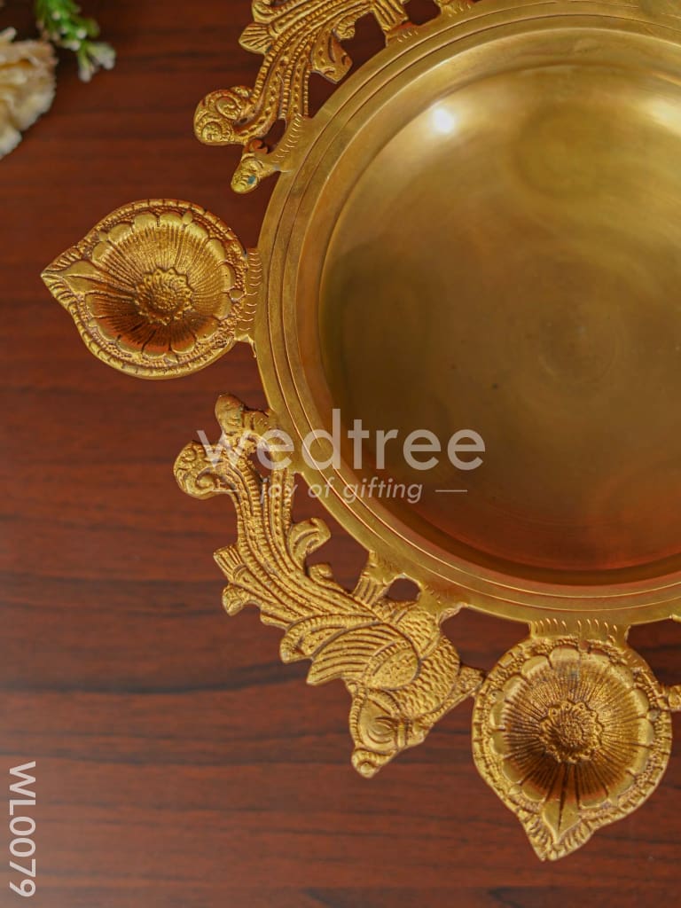 Brass - Peacock Urli 4 Face Diya with Bell - WL0079