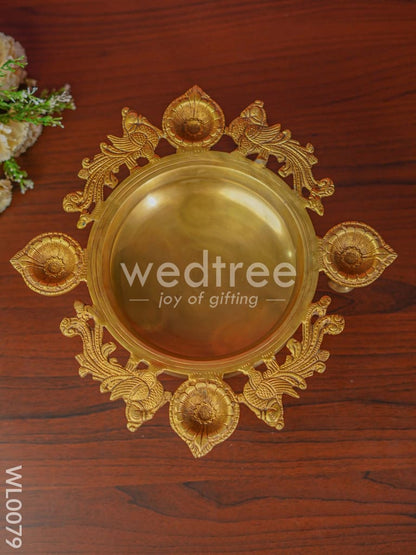 Brass - Peacock Urli 4 Face Diya with Bell - WL0079