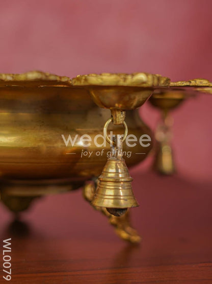 Brass - Peacock Urli 4 Face Diya with Bell - WL0079