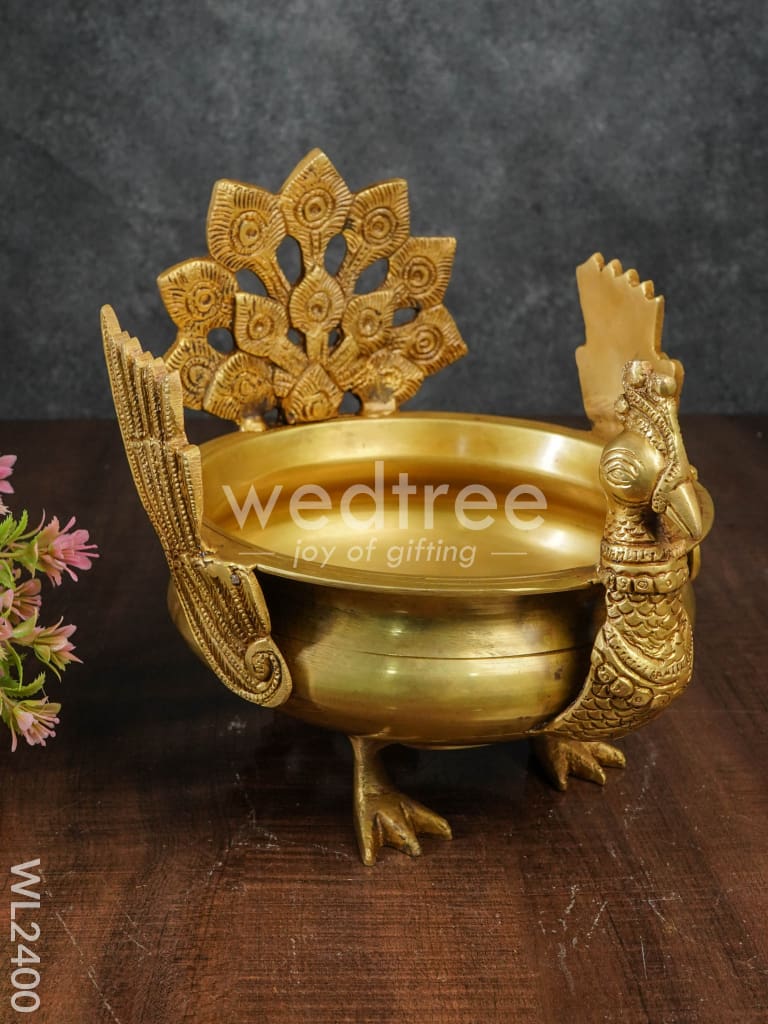 Brass Peacock Urli  - WL2400