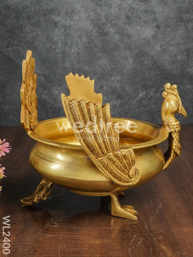 Brass Peacock Urli  - WL2400