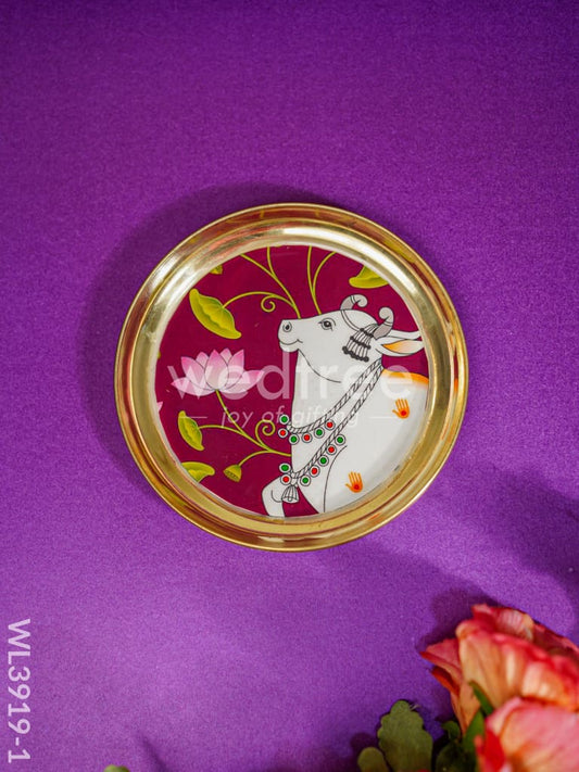 Brass Plate with Pichwai Design - WL3919