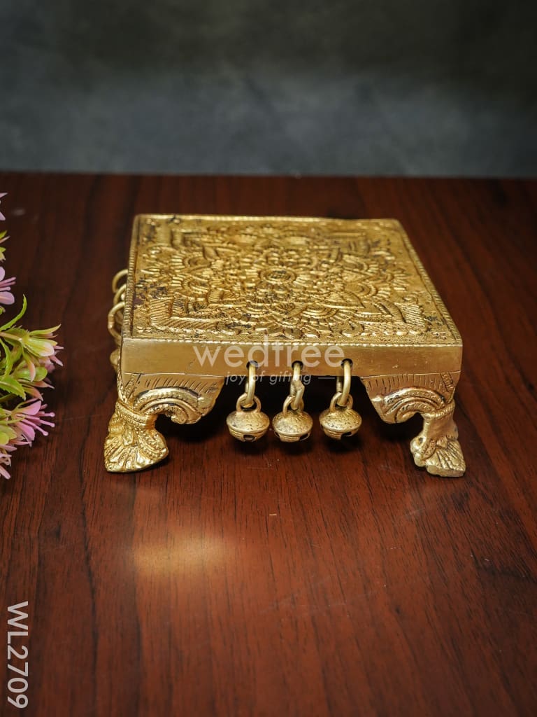Brass Pooja Chowki with Hanging Bells - WL2709