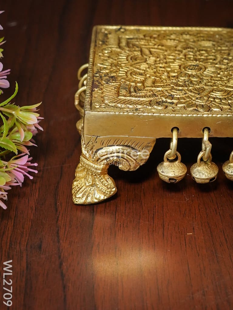 Brass Pooja Chowki with Hanging Bells - WL2709