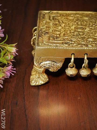 Brass Pooja Chowki with Hanging Bells - WL2709