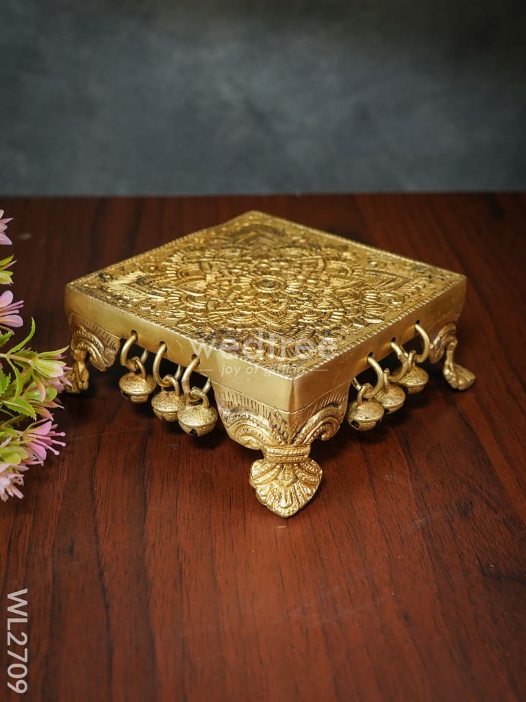 Brass Pooja Chowki with Hanging Bells - WL2709