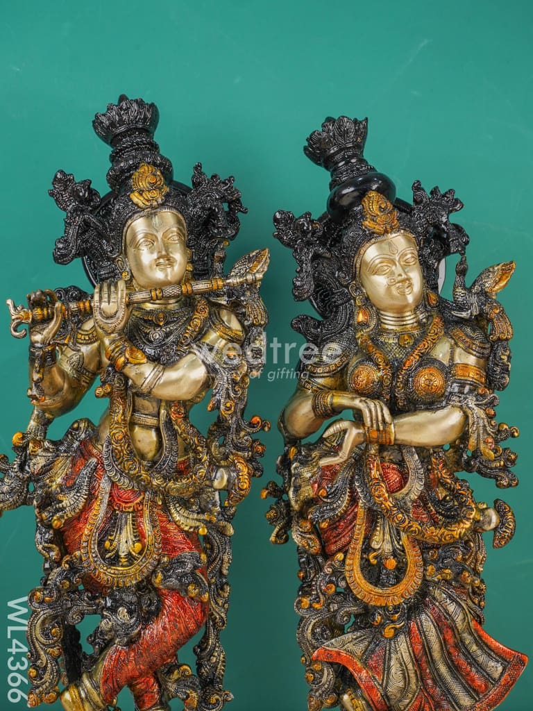 Brass Radha Krishna Figurines (Set of 2) - WL4366