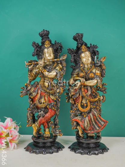 Brass Radha Krishna Figurines (Set of 2) - WL4366
