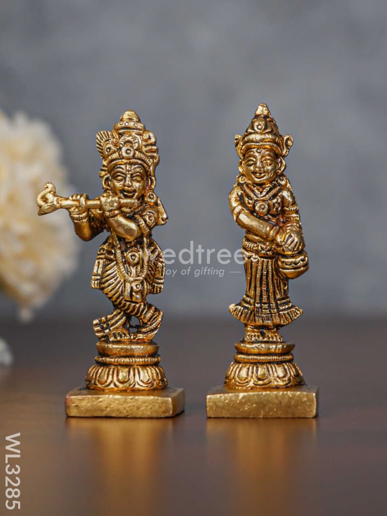 Brass Radha Krishna Idol - Set of 2 - WL3285