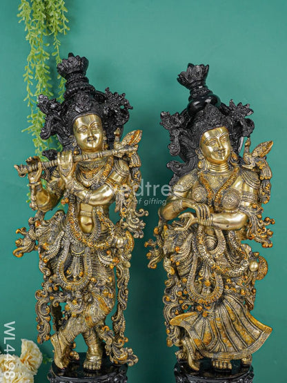 Brass Radha Krishna Idol - Set of 2 - WL4498