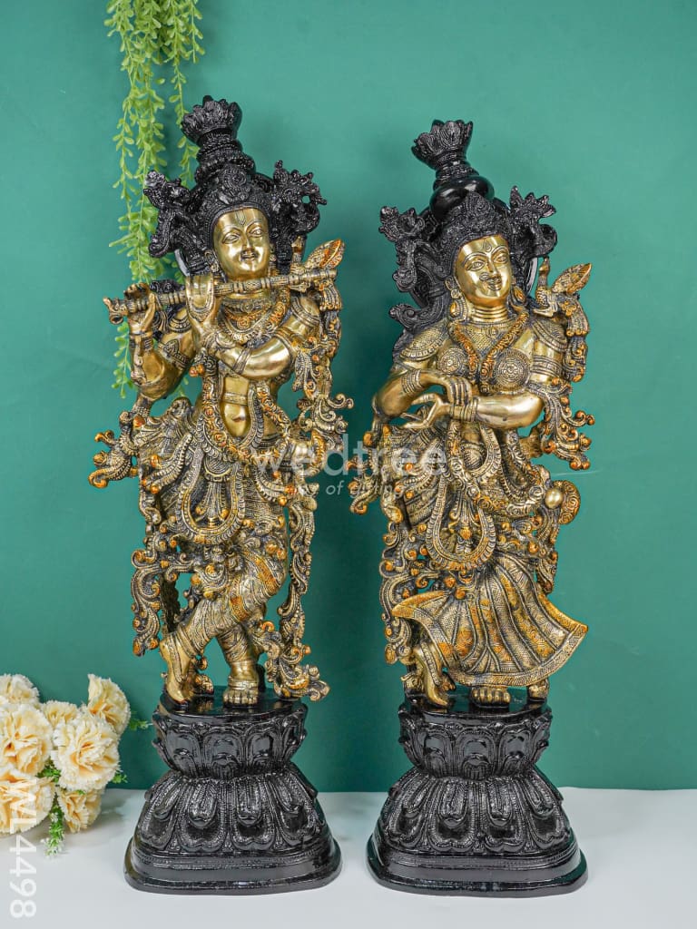 Brass Radha Krishna Idol - Set of 2 - WL4498