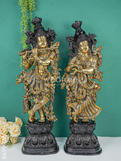 Brass Radha Krishna Idol - Set of 2 - WL4498