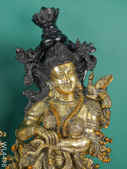 Brass Radha Krishna Idol - Set of 2 - WL4498