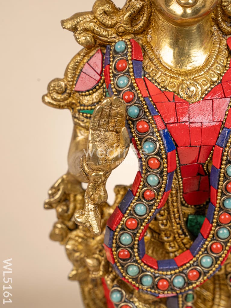 Brass Radha-Krishna Idol with Stone Work  - 18 inch - WL5161