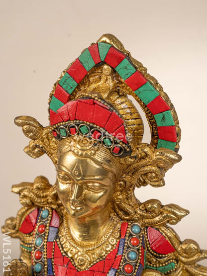 Brass Radha-Krishna Idol with Stone Work  - 18 inch - WL5161