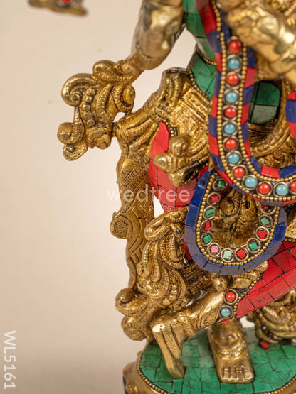 Brass Radha-Krishna Idol with Stone Work  - 18 inch - WL5161
