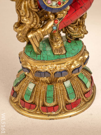 Brass Radha-Krishna Idol with Stone Work  - 18 inch - WL5161