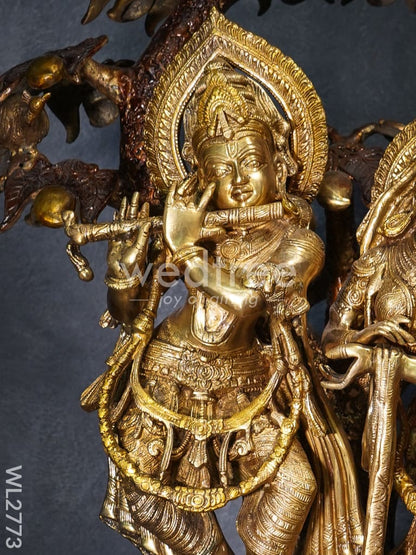 Brass Radha-Krishna with Tree - WL2773
