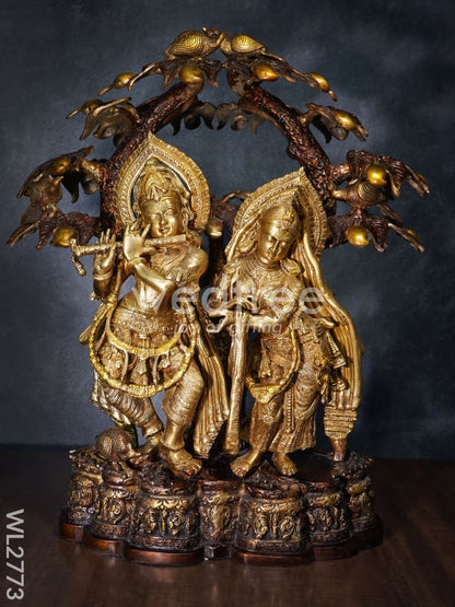 Brass Radha-Krishna with Tree - WL2773