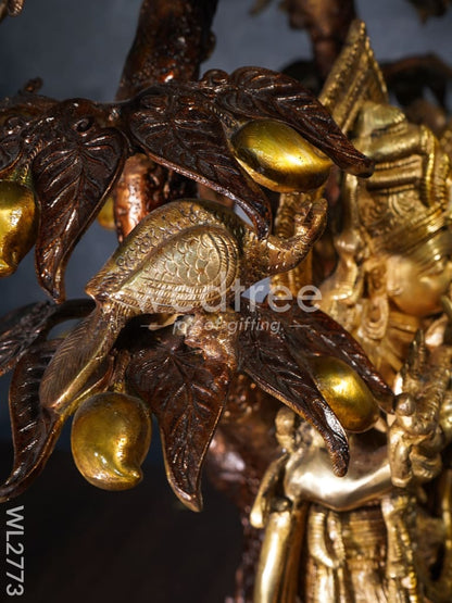 Brass Radha-Krishna with Tree - WL2773