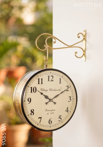 Brass - Railway Clock Floral Design - 12 inch - WL5906