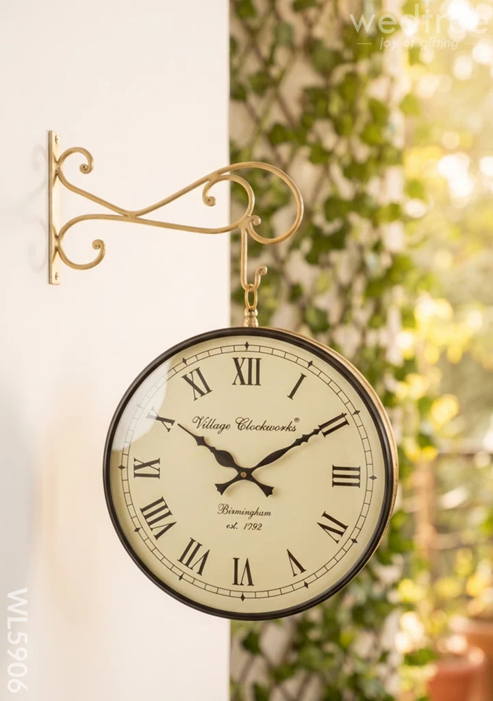 Brass - Railway Clock Floral Design - 12 inch - WL5906