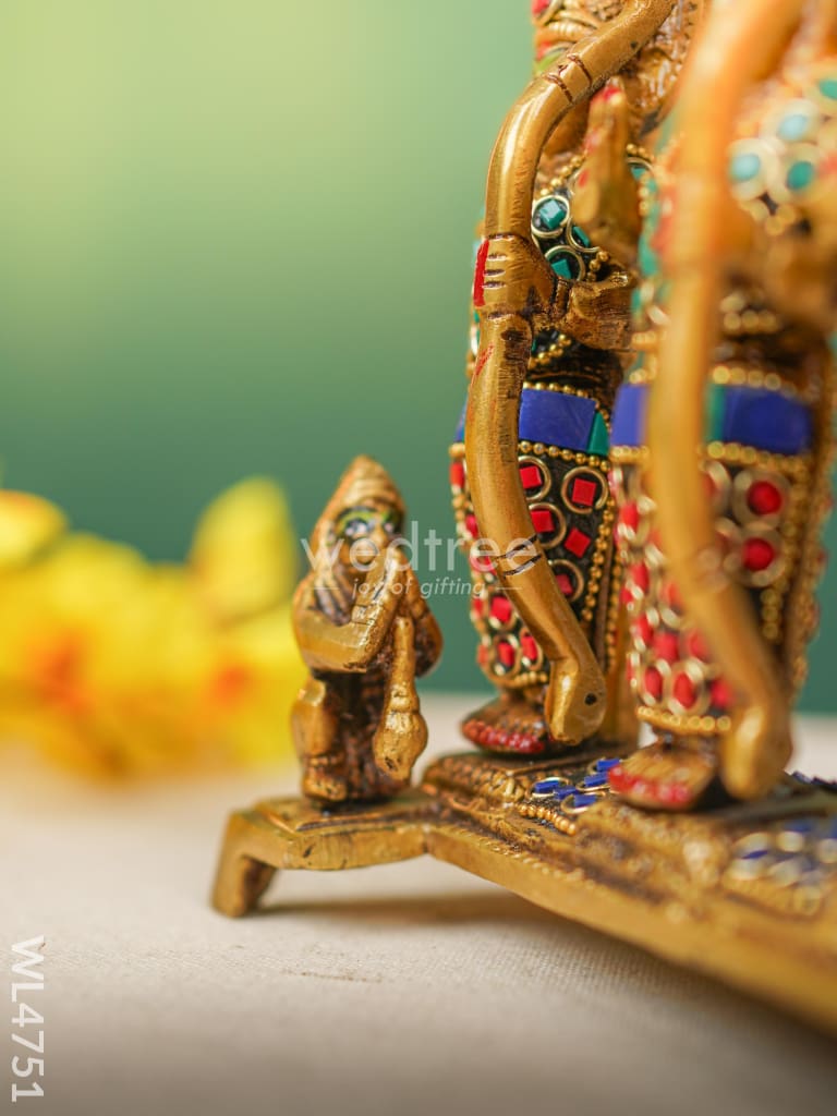 Brass Ram Darbar Idol with Stone Work - 7 inch - WL4751