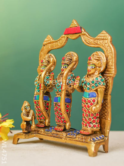 Brass Ram Darbar Idol with Stone Work - 7 inch - WL4751