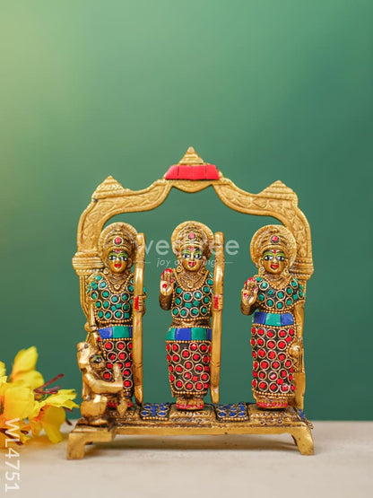 Brass Ram Darbar Idol with Stone Work - 7 inch - WL4751