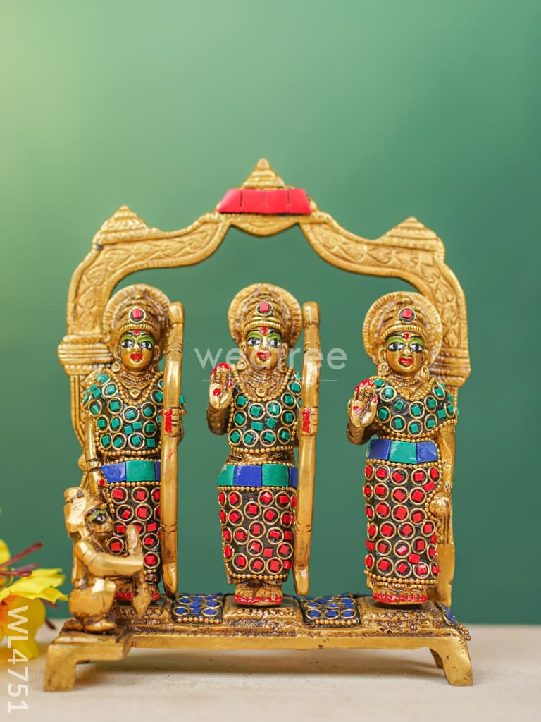 Brass Ram Darbar Idol with Stone Work - 7 inch - WL4751