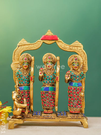 Brass Ram Darbar Idol with Stone Work - 7 inch - WL4751