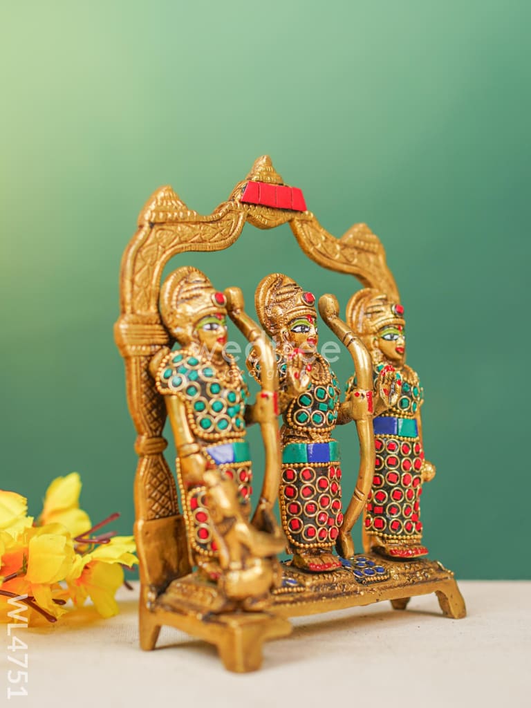 Brass Ram Darbar Idol with Stone Work - 7 inch - WL4751