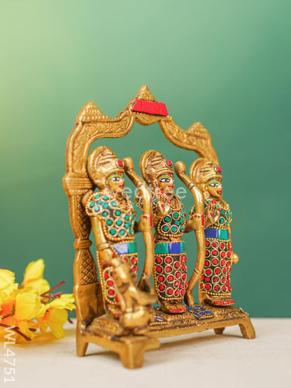 Brass Ram Darbar Idol with Stone Work - 7 inch - WL4751