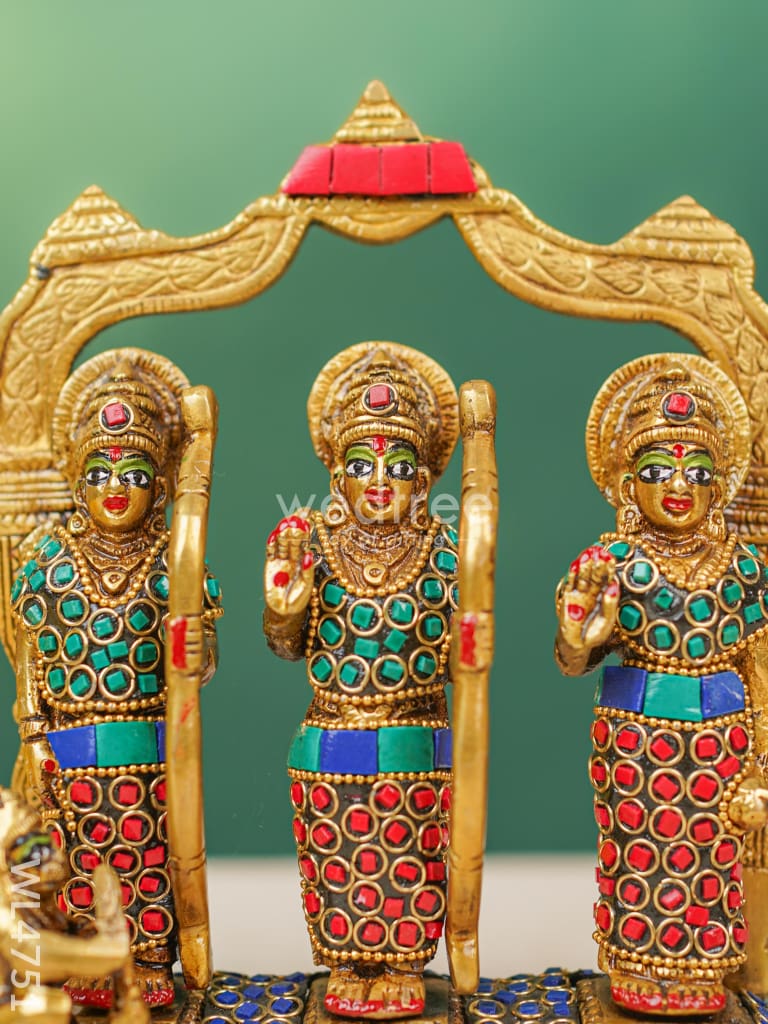 Brass Ram Darbar Idol with Stone Work - 7 inch - WL4751