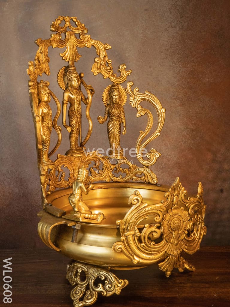 Brass Ram Darbar Urli - Brown Antique Finish - WL0608