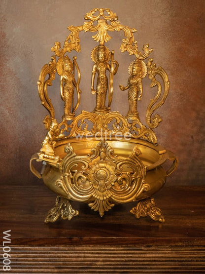Brass Ram Darbar Urli - Brown Antique Finish - WL0608