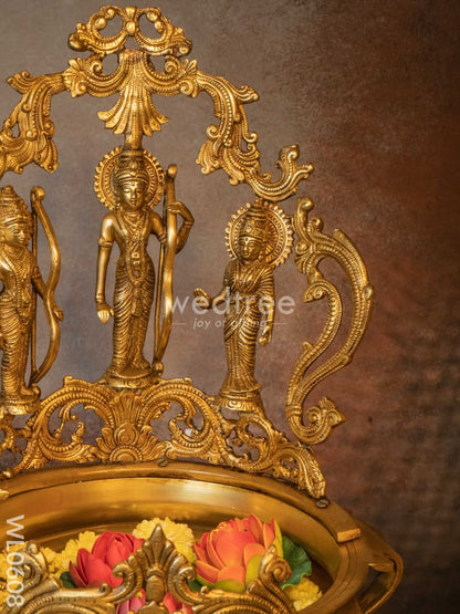 Brass Ram Darbar Urli - Brown Antique Finish - WL0608