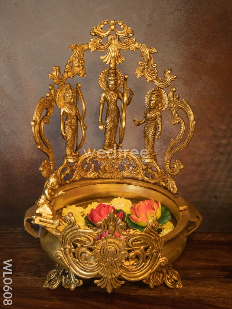 Brass Ram Darbar Urli - Brown Antique Finish - WL0608