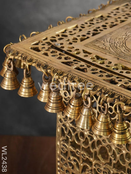 Brass Rectangular Chowki with Bells - WL2438